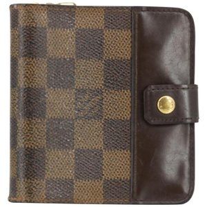 AUTHENTIC Louis Vuitton Brown Damier Ebene Compact Zip Wallet